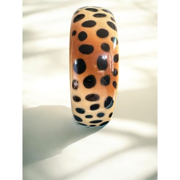 Wide Lucite Bangle, Animal Spots Pattern Bracelet, Safari leopard Retro Fashion, - Picture 1 of 5